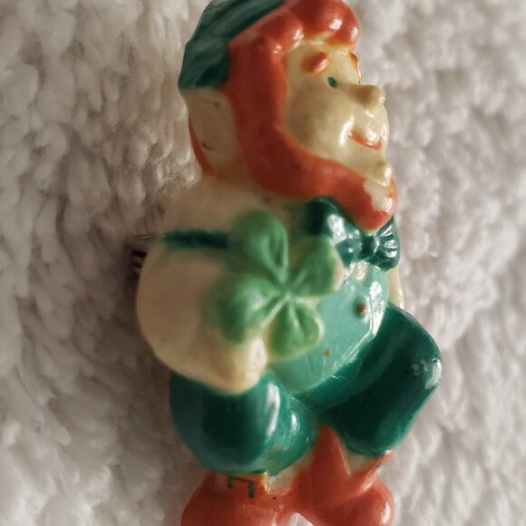 Vintage Gibson Greeting Leprechaun Pin 4 Leaf Clover St. Patrick's Day - Picture 3 of 6
